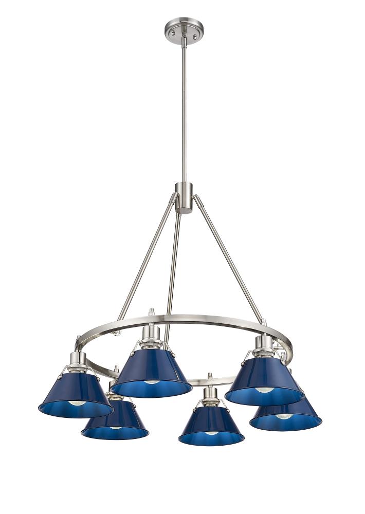 Orwell 6-Light Chandelier in Pewter with Matte Navy