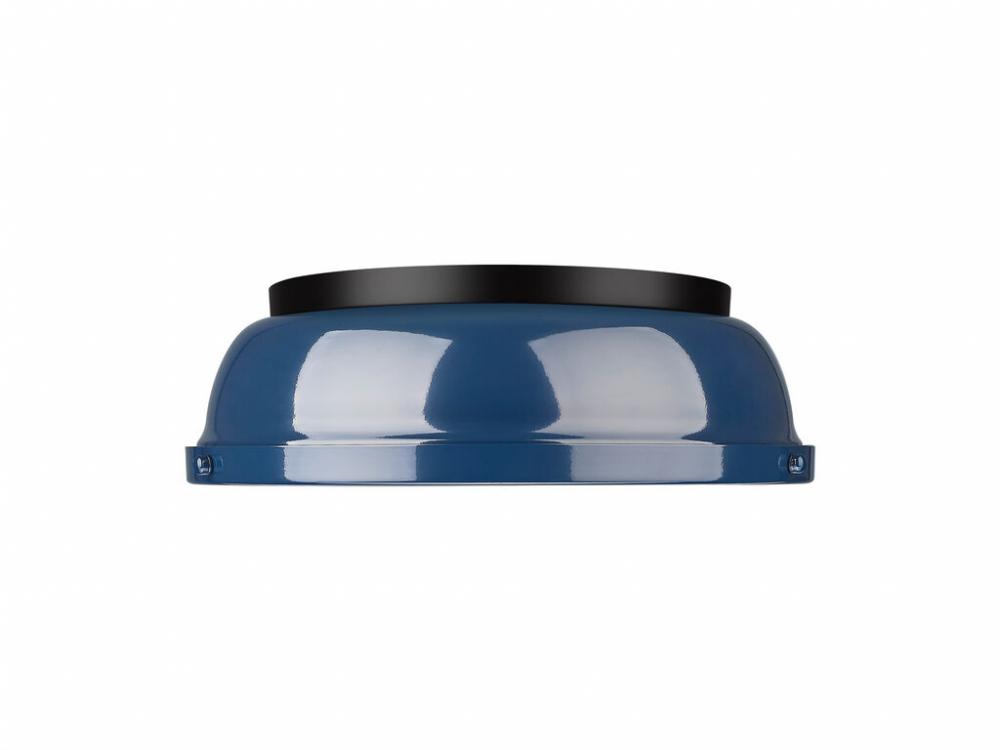 Duncan 14" Flush Mount in Matte Black with Matte Navy