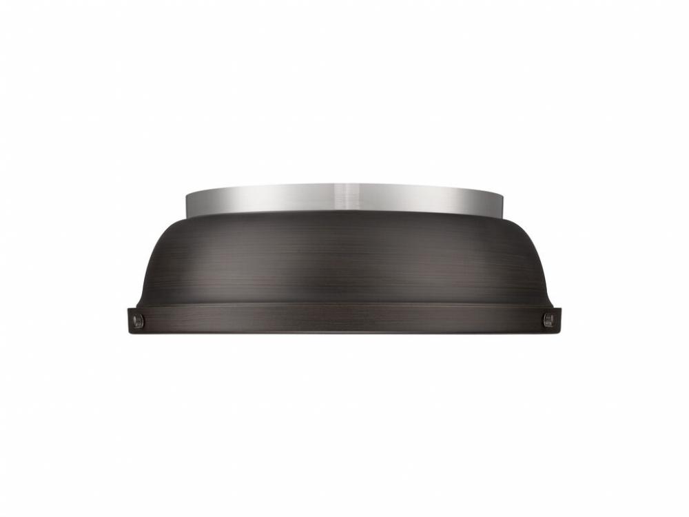 Duncan 14" Flush Mount in Pewter with Rubbed Bronze