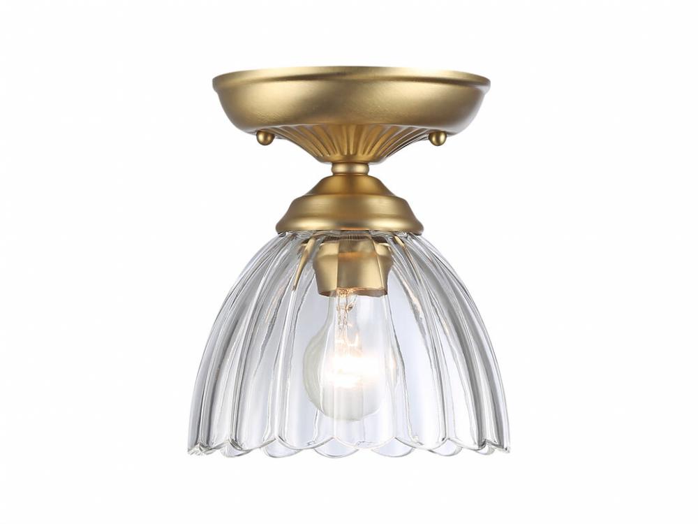 Audra 1-Light Semi-Flush in Brushed Champagne Bronze with Clear Glass