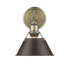 Golden 3306-BA1 AB-RBZ - Orwell 1-Light Bath Vanity in Aged Brass with Rubbed Bronze