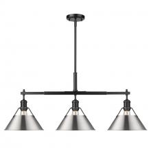 Golden 3306-LP BLK-PW - Orwell 3-Light Linear Pendant in Matte Black with Pewter