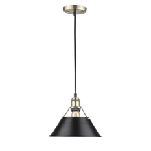 Golden 3306-M AB-BLK - Orwell 10" Wide Medium Pendant in Aged Brass with Matte Black