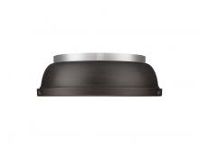 Golden 3602-14 PW-RBZ - Duncan 14" Flush Mount in Pewter with Rubbed Bronze