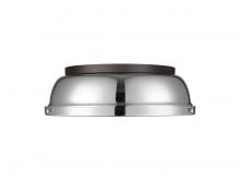 Golden 3602-14 RBZ-CH - Duncan 14" Flush Mount in Rubbed Bronze with Chrome