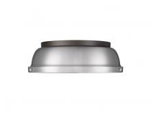 Golden 3602-14 RBZ-PW - Duncan 14" Flush Mount in Rubbed Bronze with Pewter