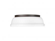 Golden 3602-14 RBZ-WHT - Duncan 14" Flush Mount in Rubbed Bronze with Matte White