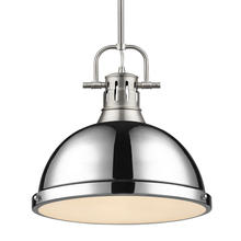 Golden 3604-L PW-CH - Duncan Large Pendant with Rod