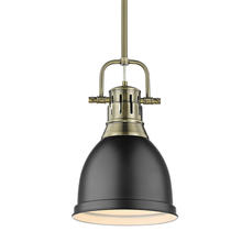 Golden 3604-S AB-BLK - Duncan Small Pendant with Rod in Aged Brass with Matte Black