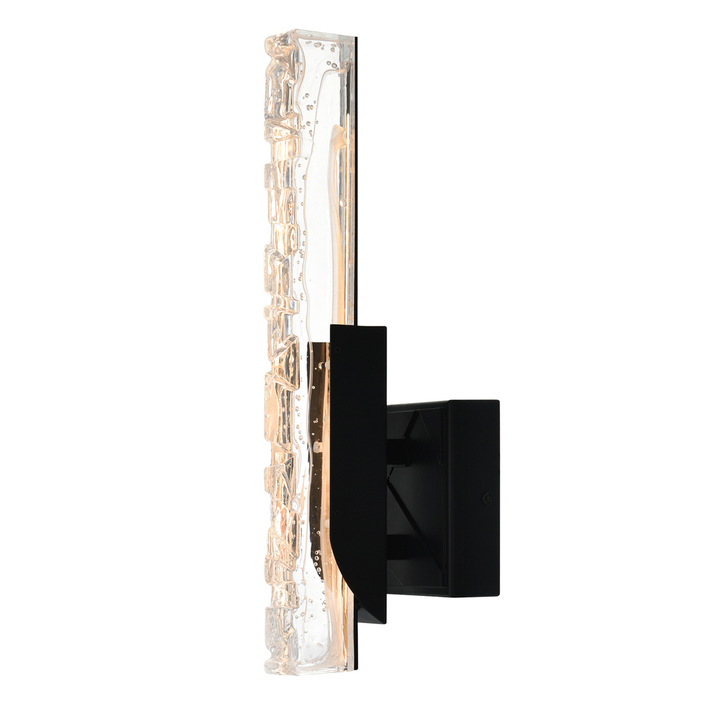 Valira Integrated LED Black Wall Light with Handcrafted Glass