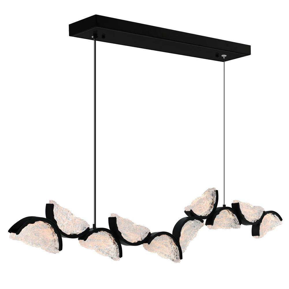 Moon Integrated LED 70in Black Chandelier with Handcrafted Glass