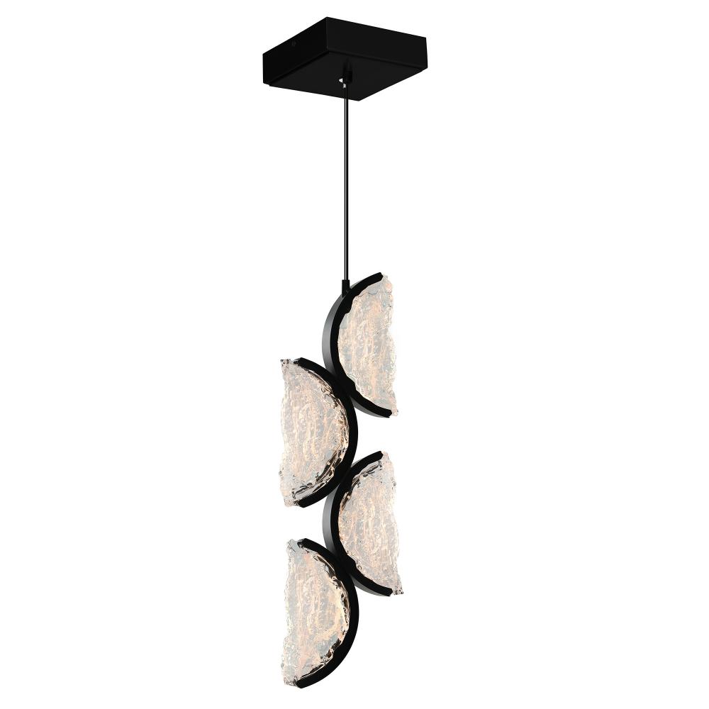 Moon Integrated LED 8in Black Mini Pendant with Handcrafted Glass