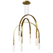 CWI Lighting 1725P38-6-624 - Curva Integrated LED 38in Brass Chandelier with Handcrafted Glass
