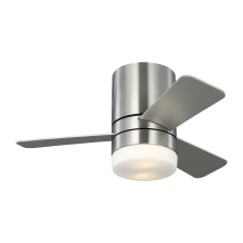 Generation Lighting 3ERHR32BSD - Era 32 Hugger LED Ceiling Fan in Brushed Nickel with Silver / American Walnut Reversible Blades