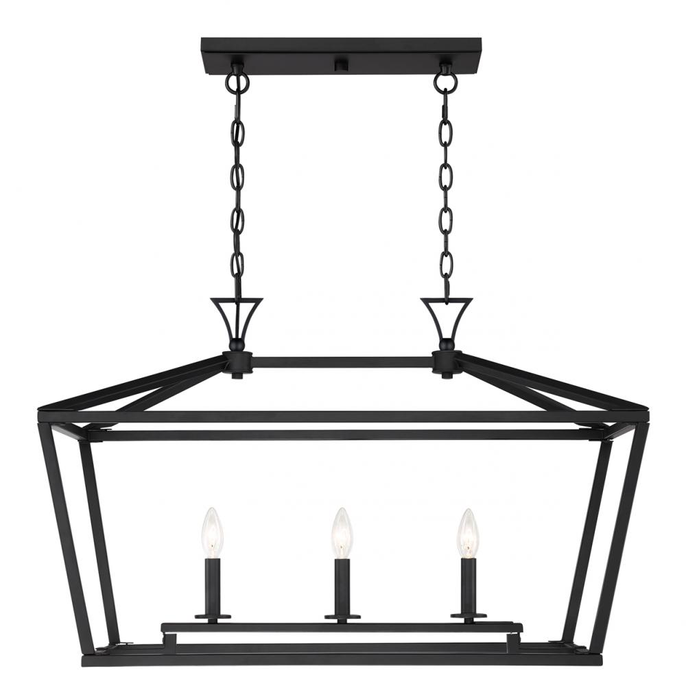 Townsend 3-Light Linear Chandelier in Matte Black