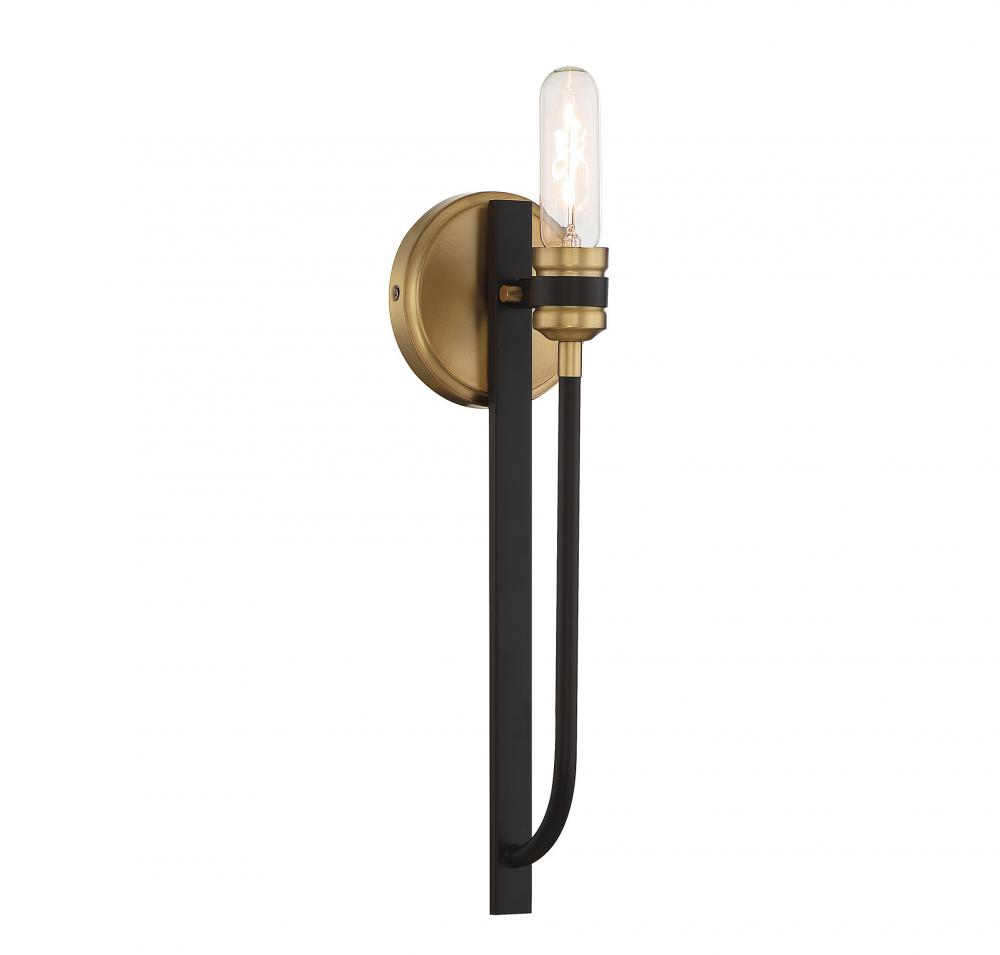 Kenyon 1-Light Wall Sconce in Bronze with Warm Brass Accents