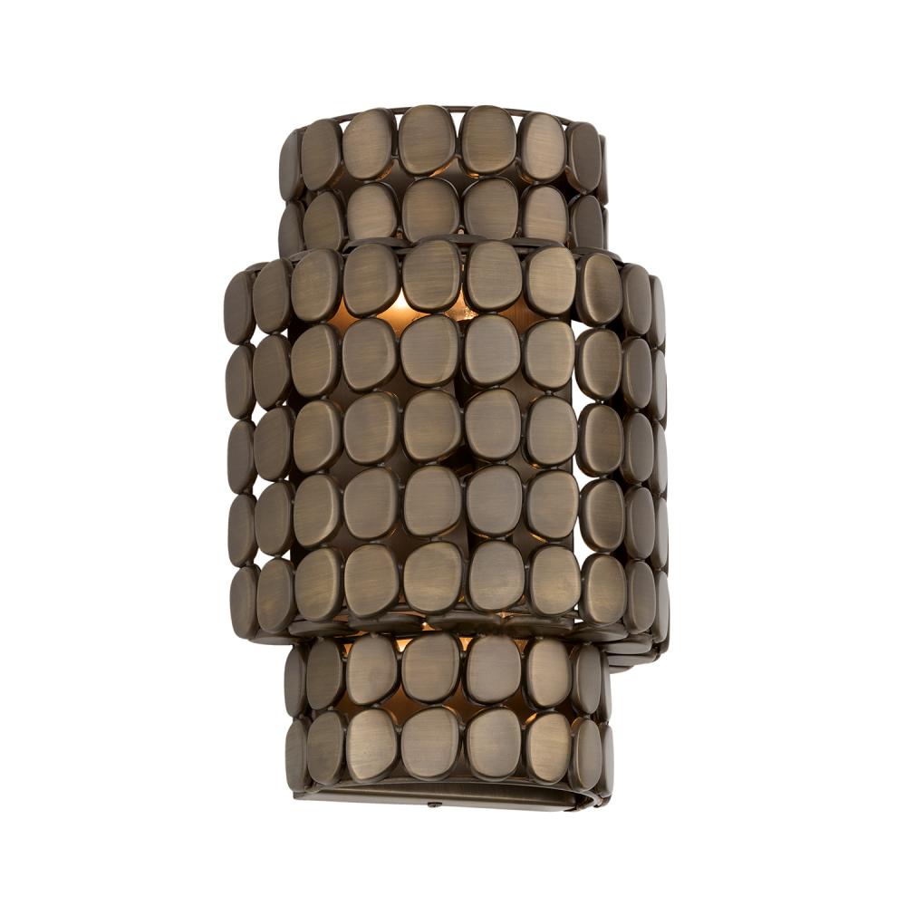 Flush Mount Medallion Wall Sconce in Dark Brass