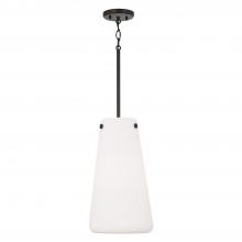 Capital 355211MB - 1-Light Pendant in Matte Black with Tapered Soft White Glass