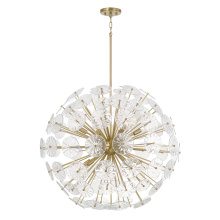 Capital 457881MA - 33" W x 34" H 8-Light Starburst Pendant in Matte Brass with Patterned Glass Petals