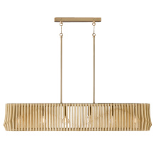 Capital 844661BWB - 41" W x 7.5" H 6-Light Linear Chandelier in Matte Brass and Handcrafted Blonde Mango Wood