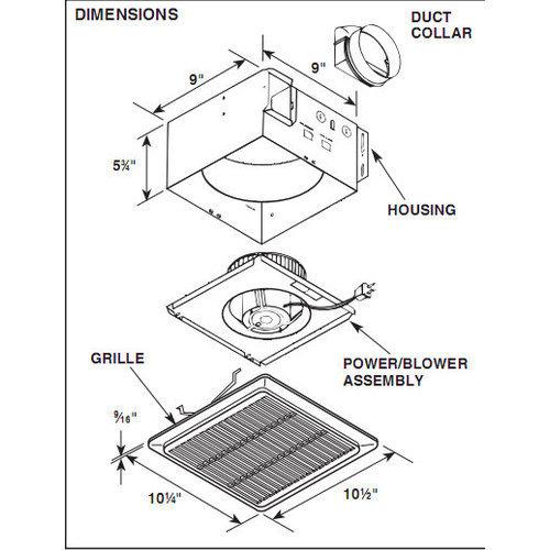 Ceiling Fan, 4 in. Duct, 110 CFM.