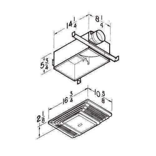 Fan/Light, White Plastic Grille, 100 CFM.