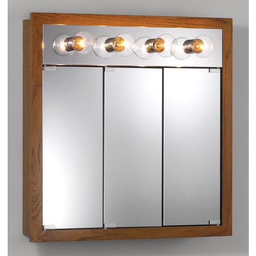 Tri-View with Four Bulb Light, Honey Oak