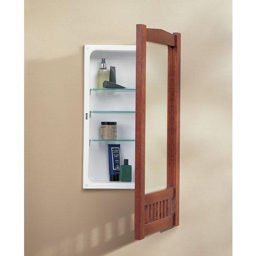 Mission, Recessed, 17-3/16 in.W x 33-3/16 in.H,Cherry, Framed Beveled Mirror.