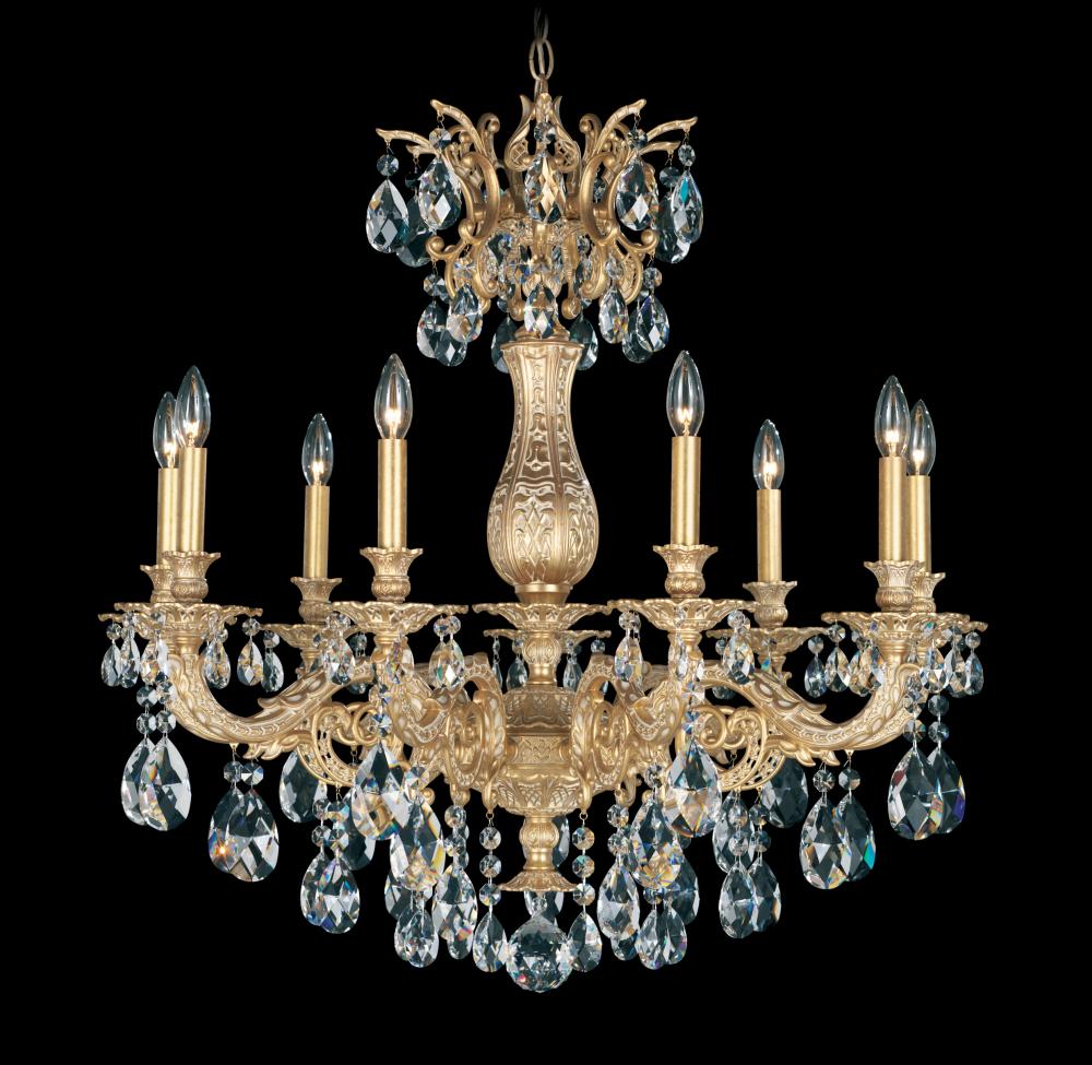 Milano 9 Light 120V Chandelier in Etruscan Gold with Heritage Handcut Crystal