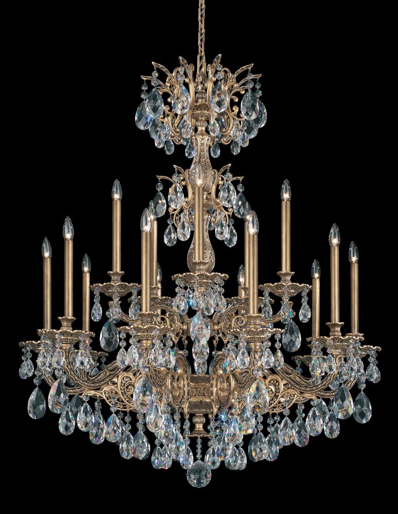 Milano 15 Light 120V Chandelier in Heirloom Gold with Heritage Handcut Crystal