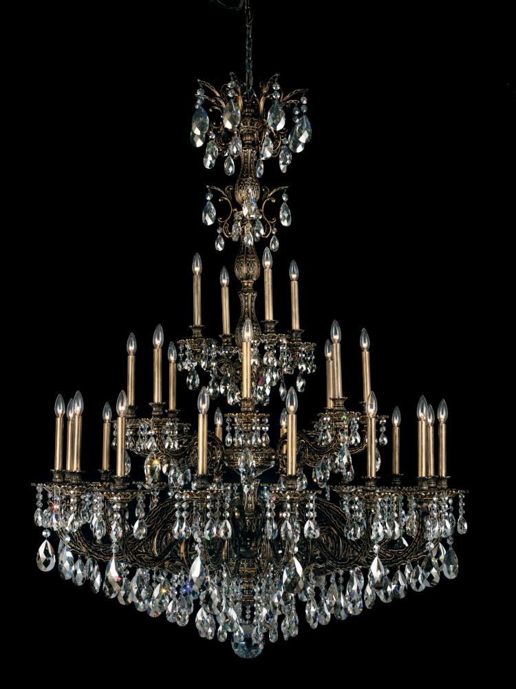 Milano 28 Light 120V Chandelier in Heirloom Bronze with Heritage Handcut Crystal