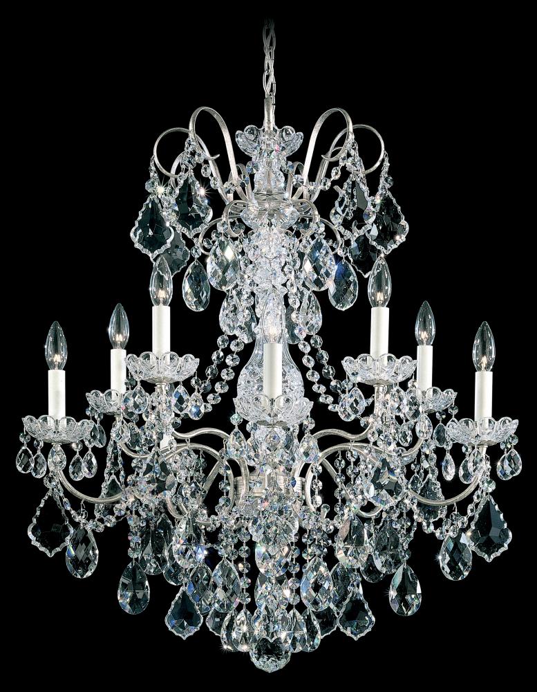 New Orleans 10 Light 120V Chandelier in Antique Silver with Heritage Handcut Crystal