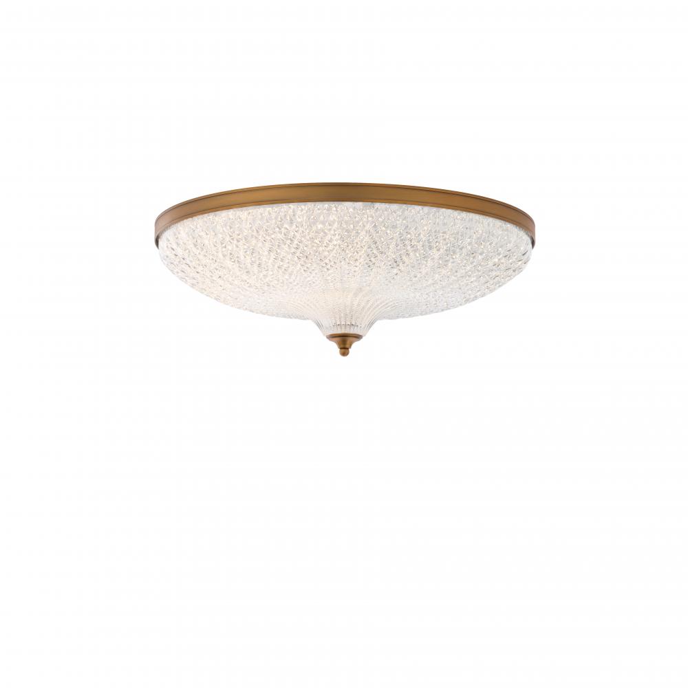 Roma 20IN LED 3000K/3500K/4000K 120V Flush Mount in Aged Brass with Optic Crystal