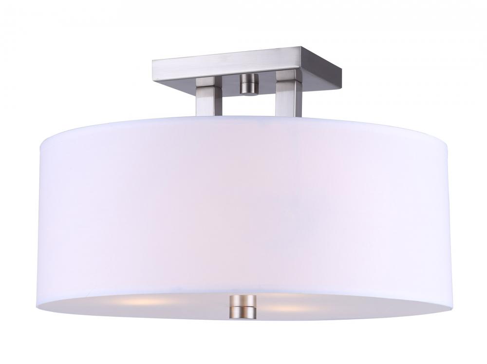 River 3 Light Semi Flush, Nickel Finish