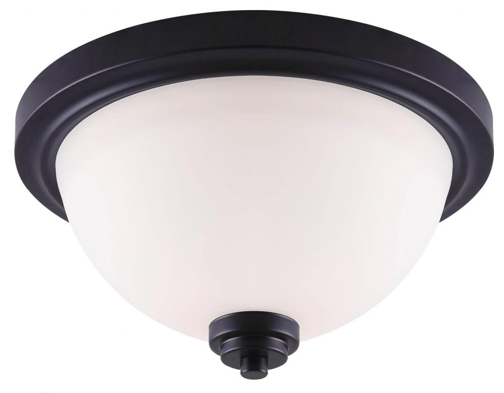 Portia, IFM326A13BK, MBK Color, 2 Lt Flushmount, Flat Opal Glass, 60W Type A, 13" W x 7" H