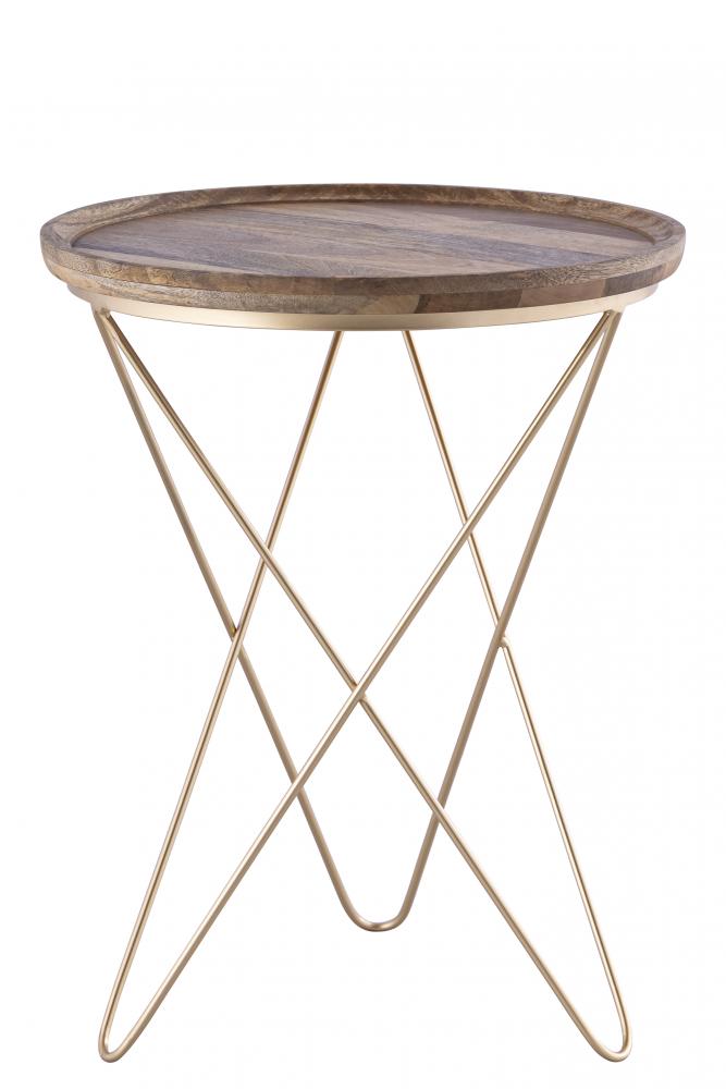 REVA Black with Natural Wood Side Table