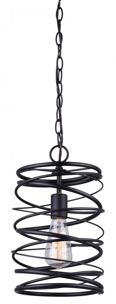 Ryland 1 Light Pendant, Black Finish