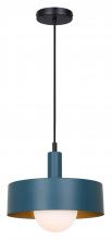 Canarm IPL1150A01BKB - DAYLON 60-Watt 1 Light Matte Black Contemporary Pendant with Black Glass Shade