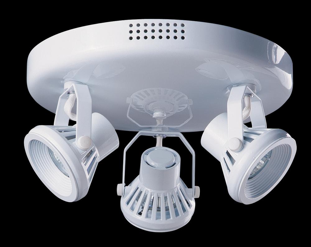 Three Light White Directional Flush Mount