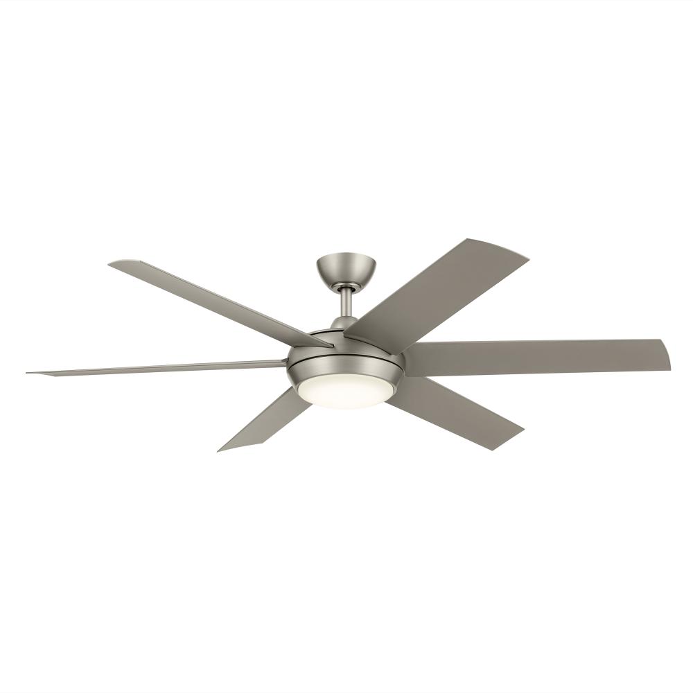 60 Inch Mint Ceiling Fan with Glass Diffuser in Brushed Nickel with Silver Blades