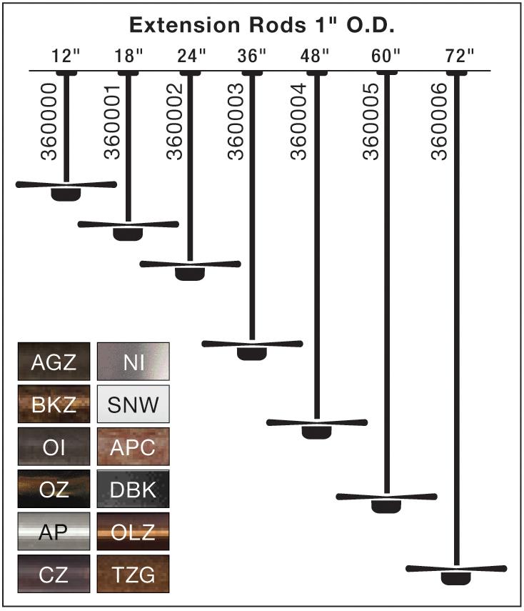 Dual Threaded 48" Downrod Distressed Black