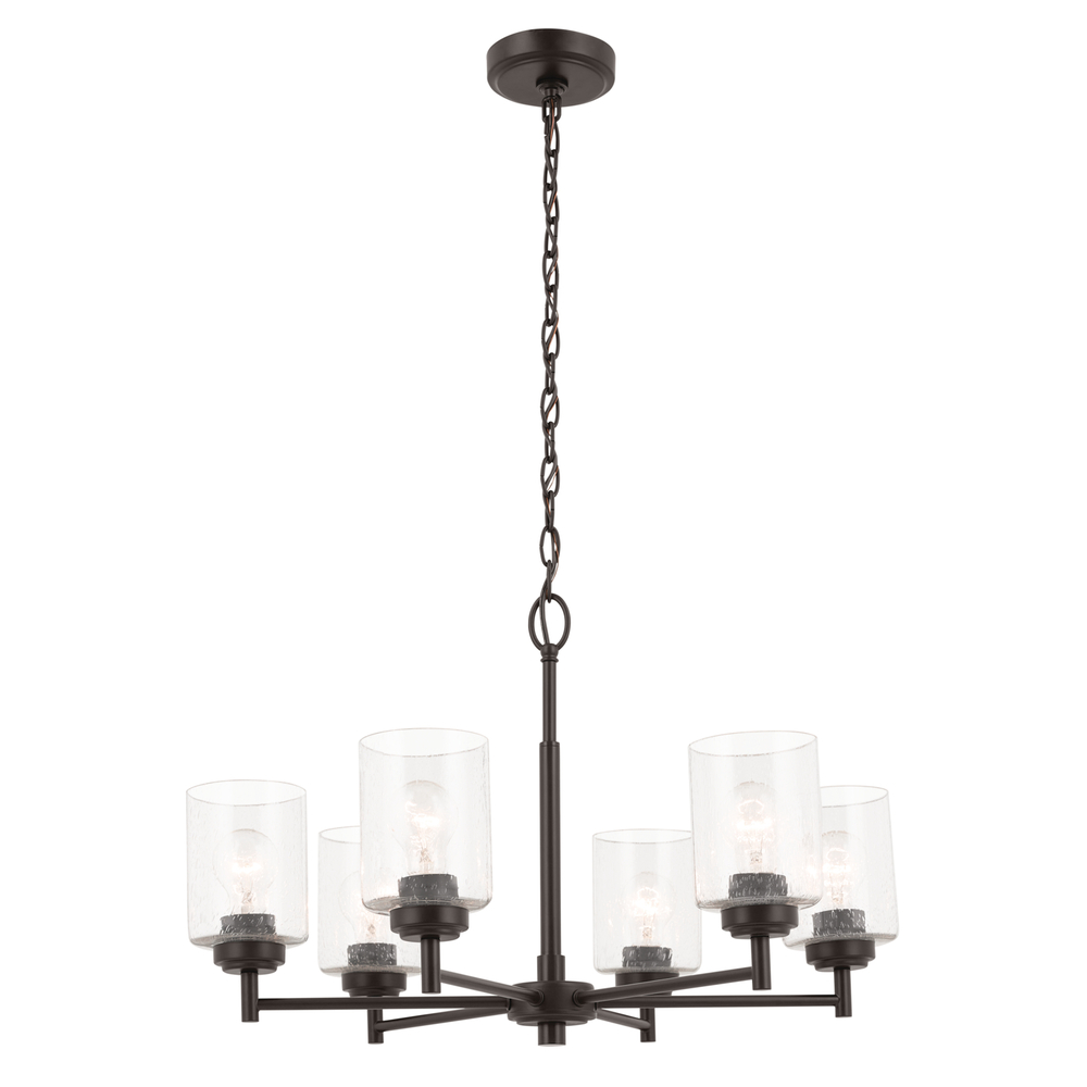 Winslow 26-Inch 6 Light Chandelier with Clear Seeded Glass in Olde Bronze