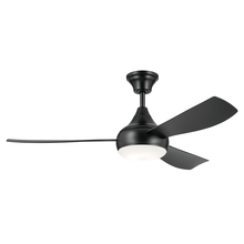 Kichler 310354SBK - 54 Inch Ample Ceiling Fan with Satin Etched Cased Opal Glass in Satin Black with Satin Black Blades