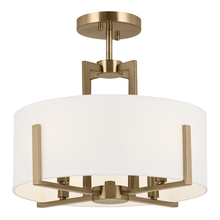 Kichler 52591CPZ - Malen 15.5 Inch 4 Light Semi-Flush with White Fabric Shade in Champagne Bronze