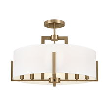 Kichler 52592CPZ - Malen 20 Inch 8 Light Semi-Flush with White Fabric Shade in Champagne Bronze