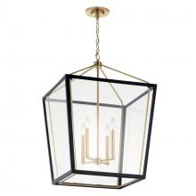 Kichler 52620CPZBK - Delvin 31.75 Inch 4 Light Foyer Pendant with Clear Glass in Champagne Bronze and Black