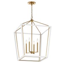 Kichler 52620CPZWH - Delvin 31.75 Inch 4 Light Foyer Pendant with Clear Glass in Champagne Bronze and White