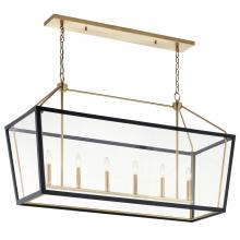 Kichler 52622CPZBK - Delvin 44 Inch 6 Light Linear Chandelier with Clear Glass in Champagne Bronze and Black