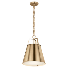 Kichler 52710CPZ - Etcher 13 Inch 1 Light Pendant with Etched Painted White Glass Diffuser in Champagne Bronze
