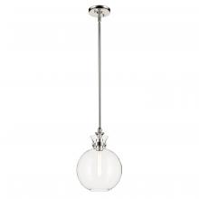 Kichler 52778PNCLR - Laria 10.25 Inch 1 Light Pendant with Clear Glass in Polished Nickel